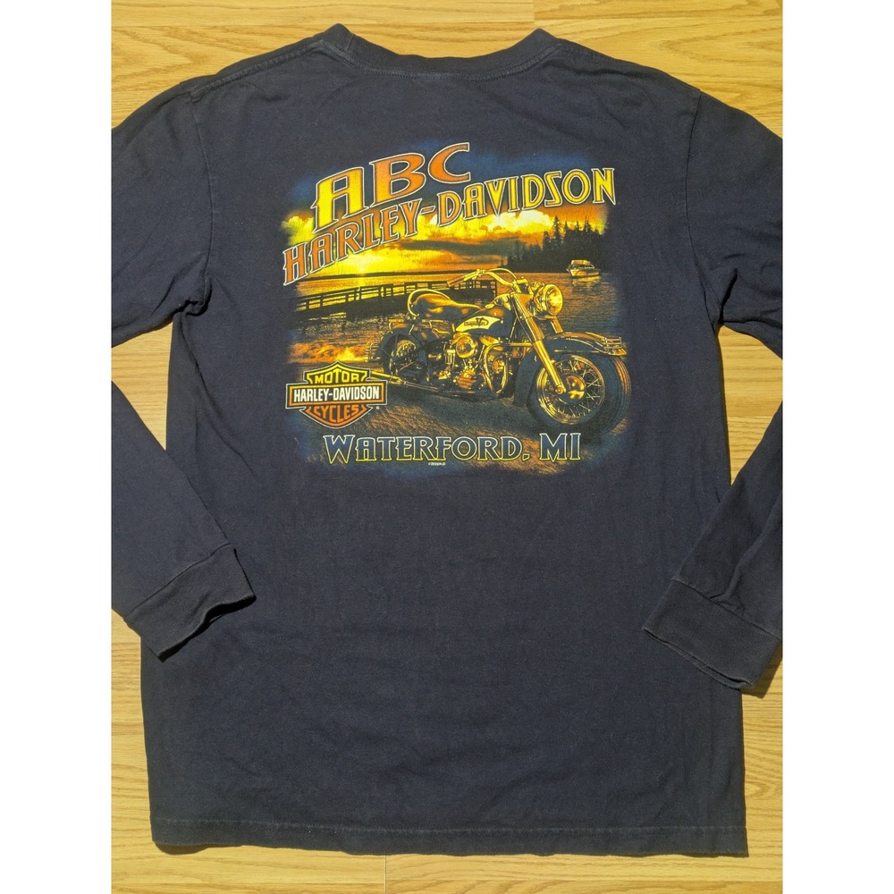 Harley Davidson ABC Waterford MI Eagle Long Sleeve Shirt‎ Men's Medium